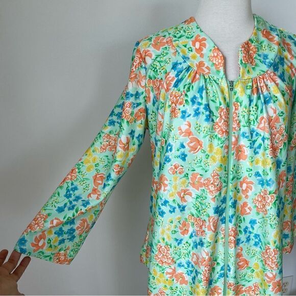 Vintage 70s 80s Nightgown House Dress Maxi Floral Hippie Woman Size Medium Green - Picture 5 of 9